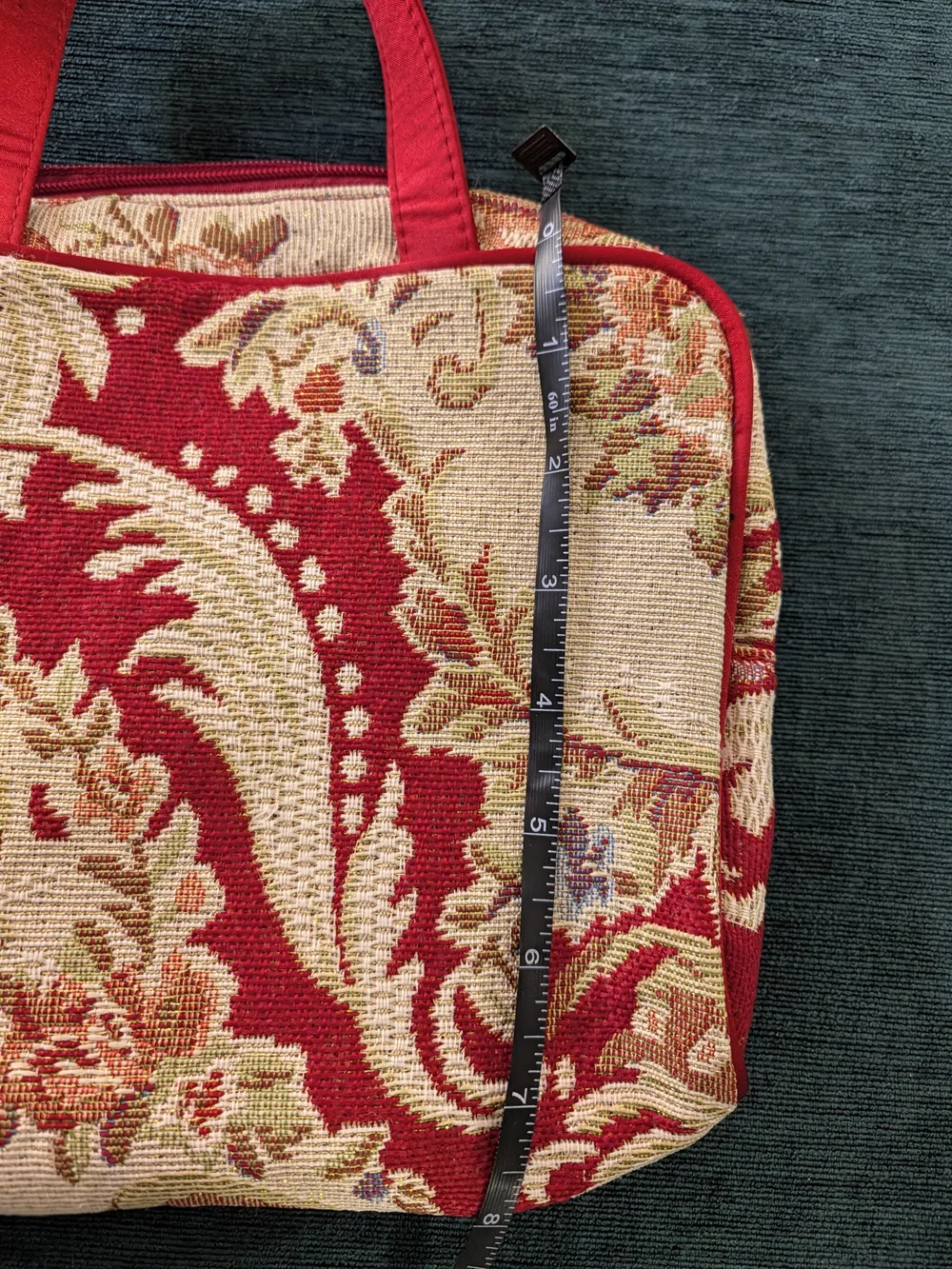 Red Floral Tapestry Make-up bag